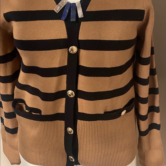 Striped Button-Up Cardigan Sweater L - Picture 5 of 10